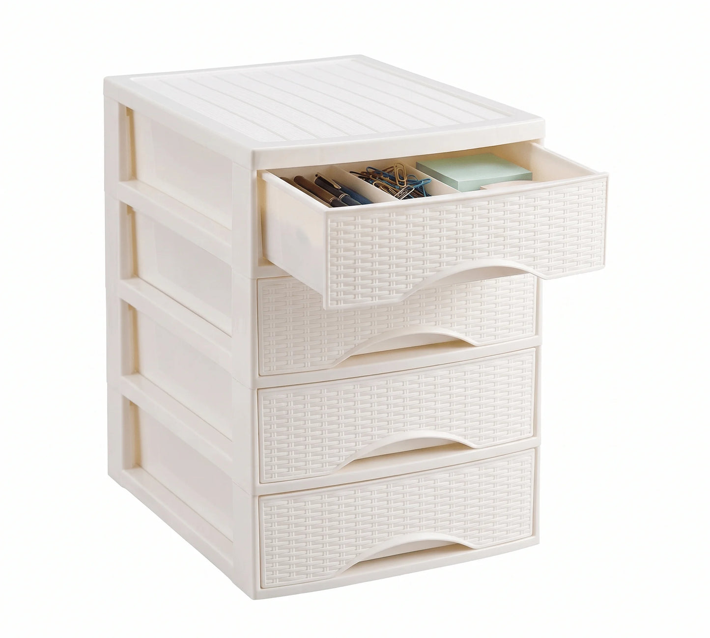 Unidad de cajones de escritorio A4 estilo mimbre con 2/3/4 cajones, organizador de escritorio de plástico PP para oficina y hogar, 26x36 cm