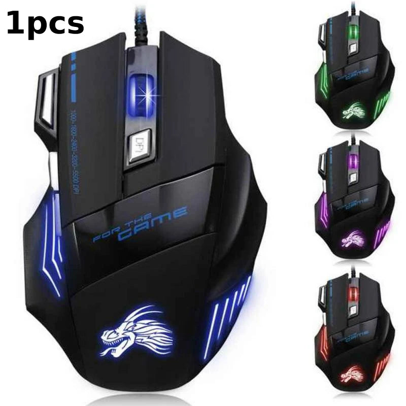 USB Wired Gaming Mouse 7 Button Backlit Ergonomic