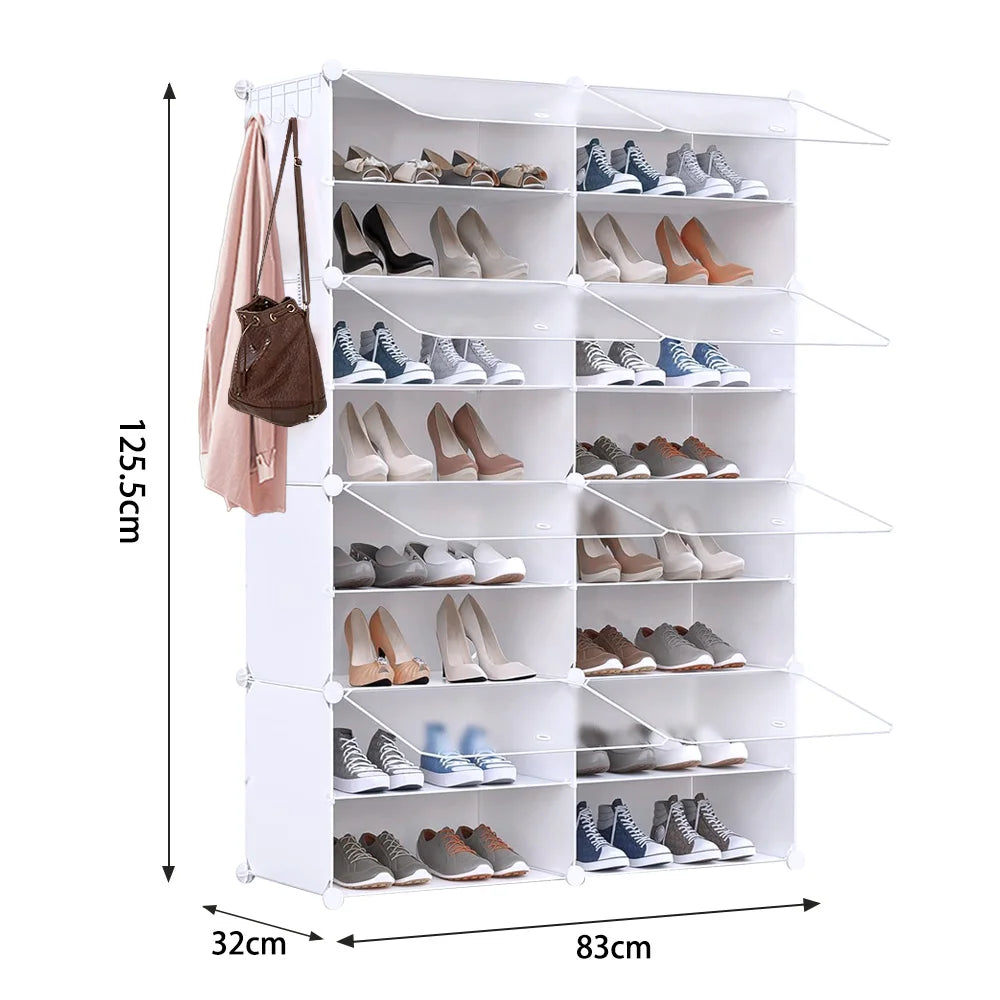Shoe Storage, 40 Pairs, 2 x 10 Tier Shoe Cabinet, Cabinet with Door, Shoe Boxes, for Entryway Living Room Bedroom