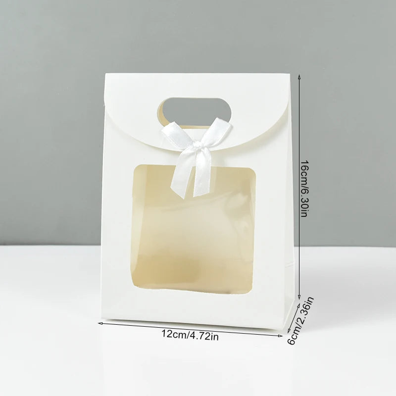 10/20pcs Black White Gift Box with Clear Window Wedding Favors Birthday Party Candy Snack Biscuit Packaging Bag Christmas Gift