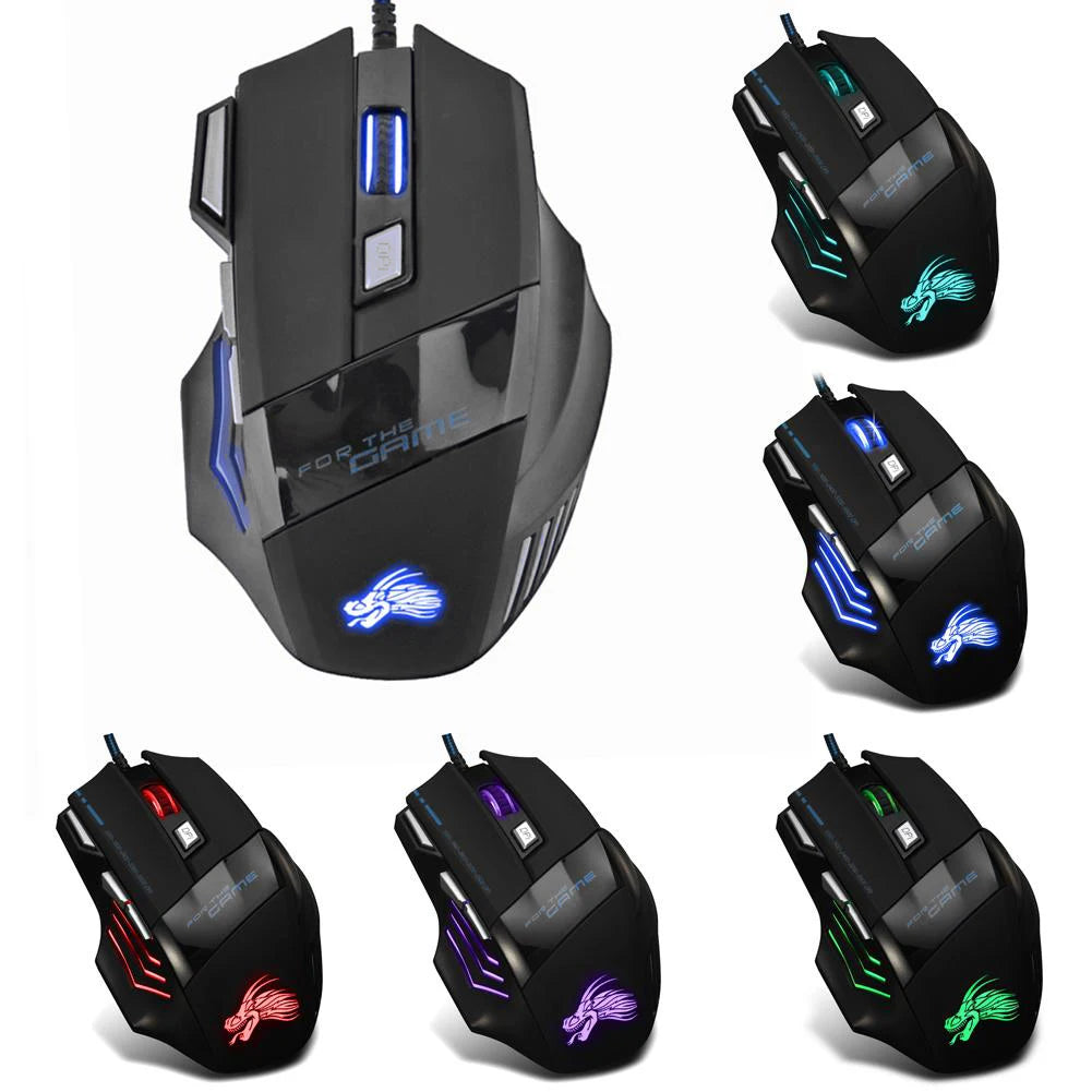 USB Wired Gaming Mouse 7 Button Backlit Ergonomic