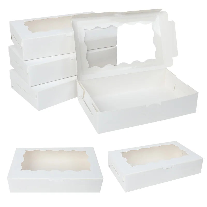 5/10/20pcs Cake Bakery Box With Window Candy Cookie Dessert Donut Box for Wedding Birthday Party Supplies Christmas Gift Packing