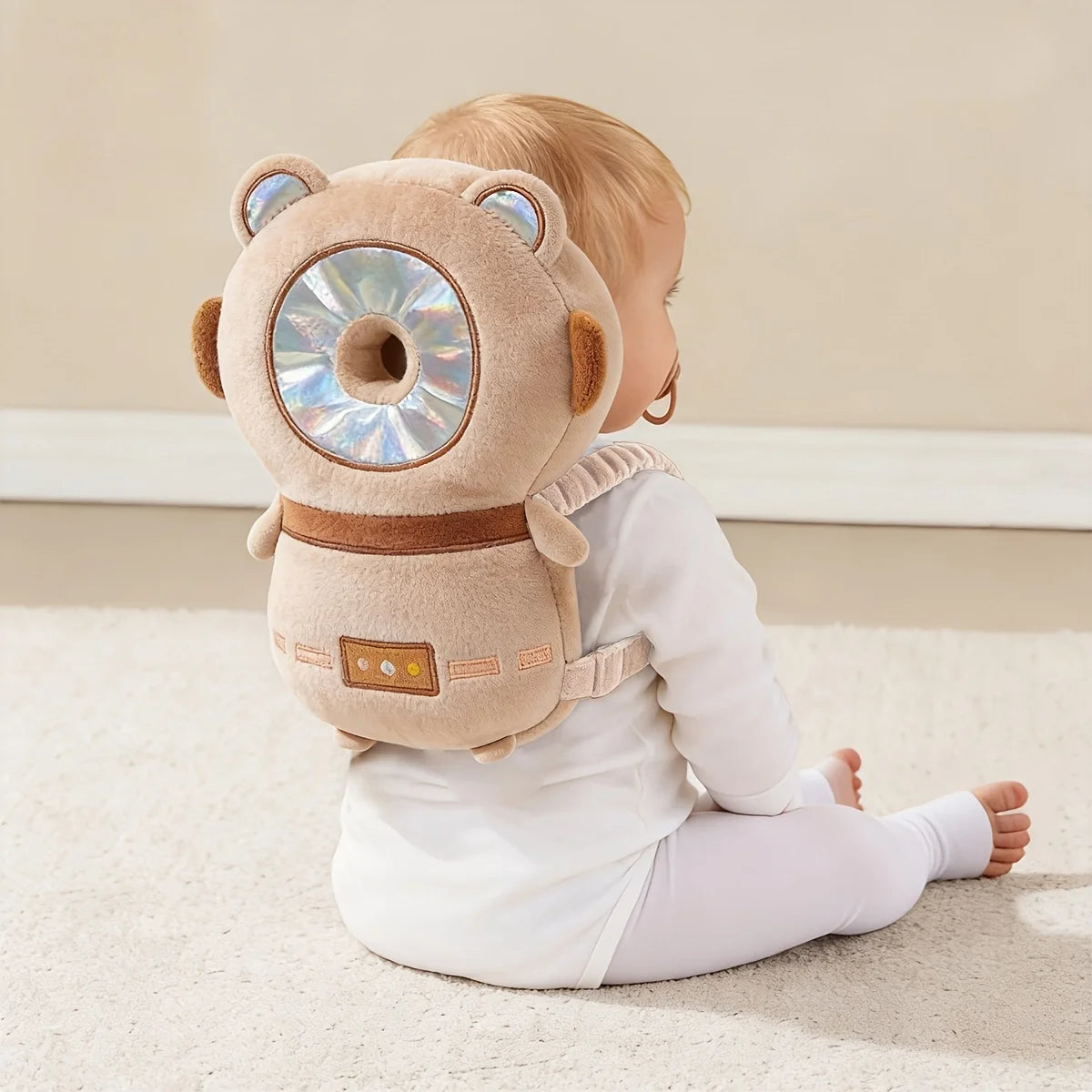 1Pc Baby Head Protection Pillow - Protective Backpack Anti-Fall Head Pillow Adjustable Baby Head Protection Pad Comfortable Cute Cartoon Design Suitable for Baby Walking and Crawling