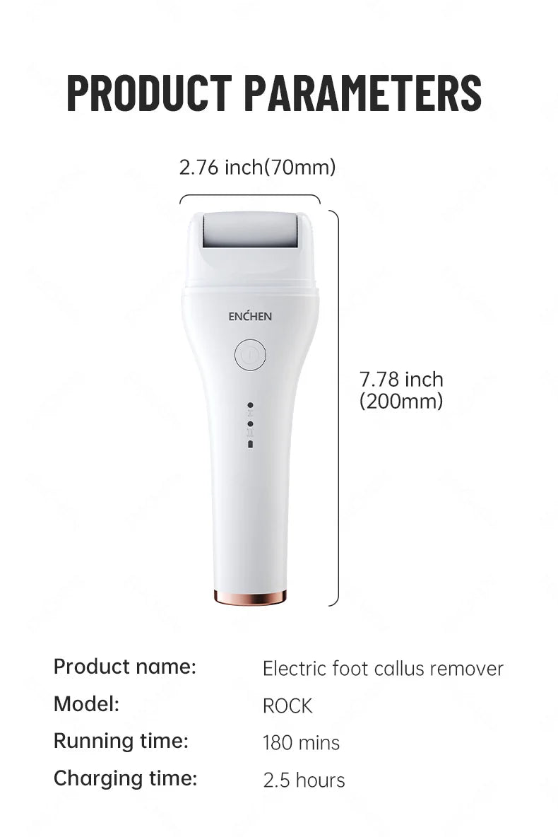 Enchen Electric Foot Callus Remover Rechargeable Ipx6 Waterproof 2 Speeds USB Charging 1 Sanding Head