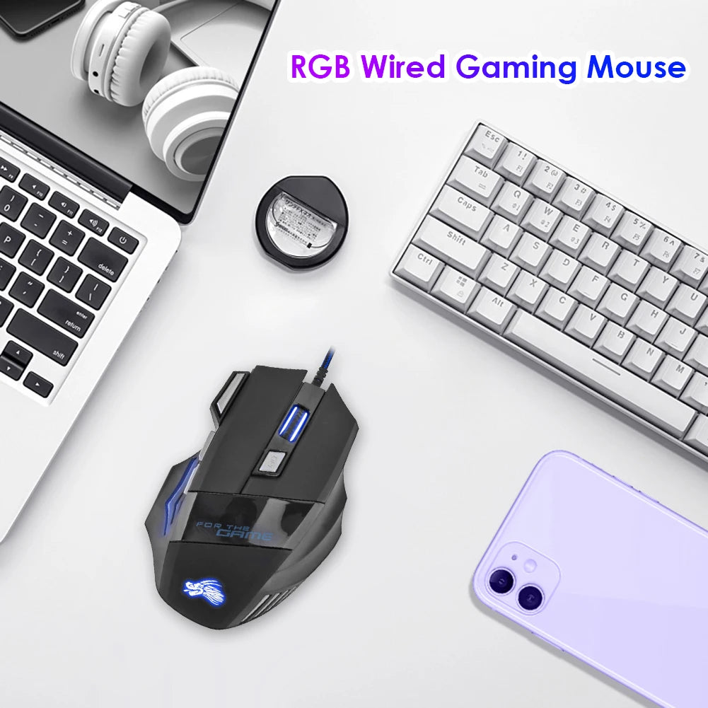 USB Wired Gaming Mouse 7 Button Backlit Ergonomic
