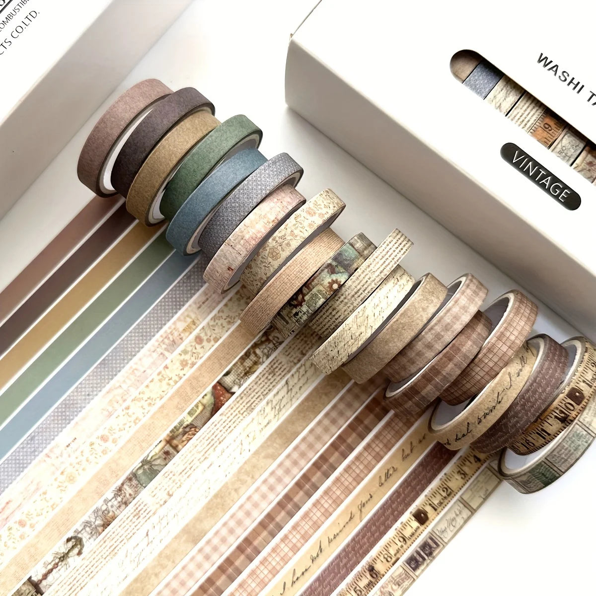 8 rolls/box retro-themed washi tape, various flowers, plaid patterns, handmade DIY scrapbook decoration materials