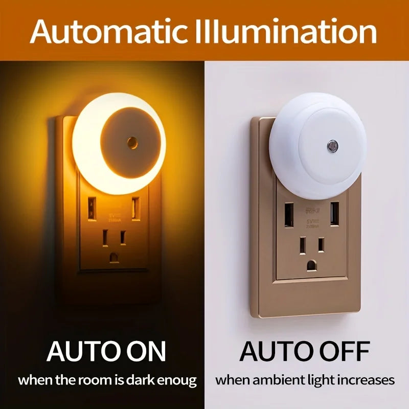 1 luz nocturna LED enchufable al anochecer
