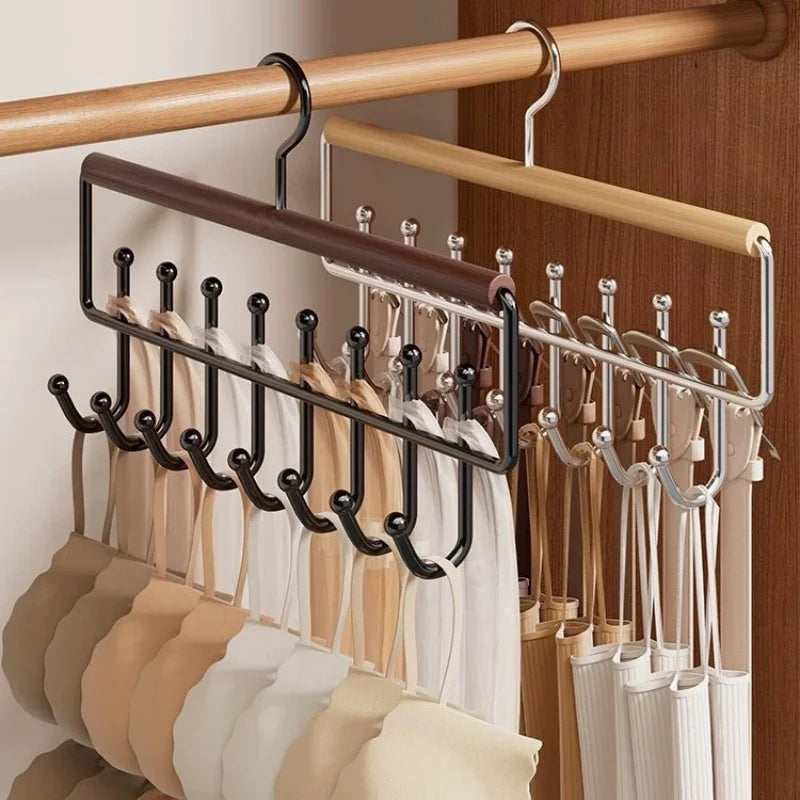 1pc Versatile Wooden Hat Organizer Rack with Hooks Caps Belts Ties Storage Space-Saving Home Retail Display Clothes Storage