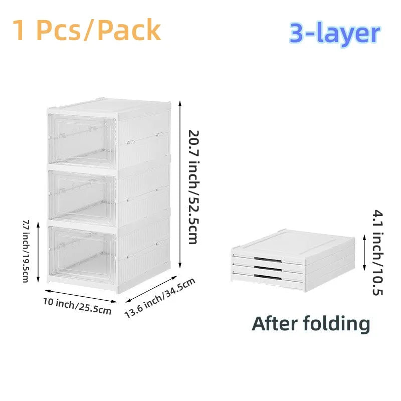 Caja de Zapatos Plegable de 6 Capas, Transparente, para Zapatillas, Organizadores de Almacenamiento, Apilable, a Prueba de Polvo, Estante para Zapatos de Gabinete de Caña Alta