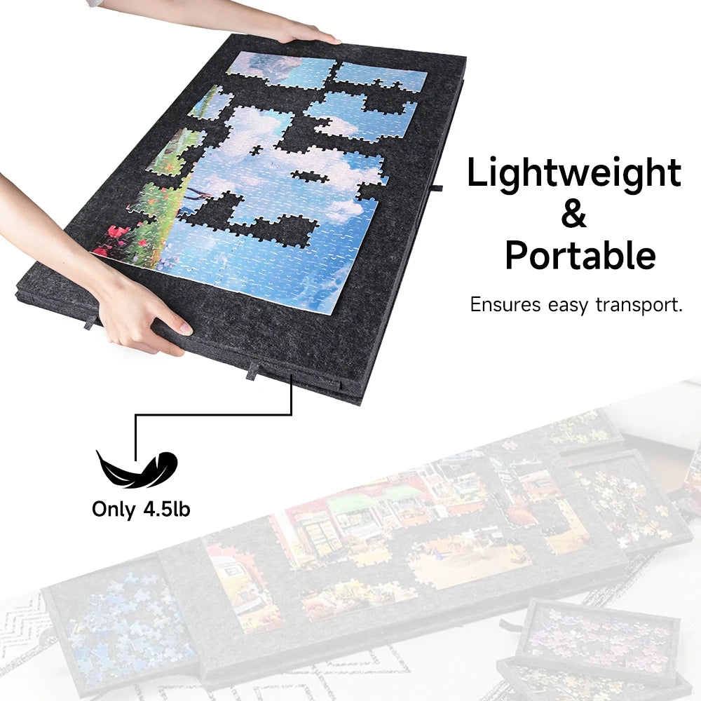 Portable Felt Puzzle Table Board - Foldable with Bracket Cover,Home Office 6 Drawers Storage Organizer for Puzzle&Craft Supplies
