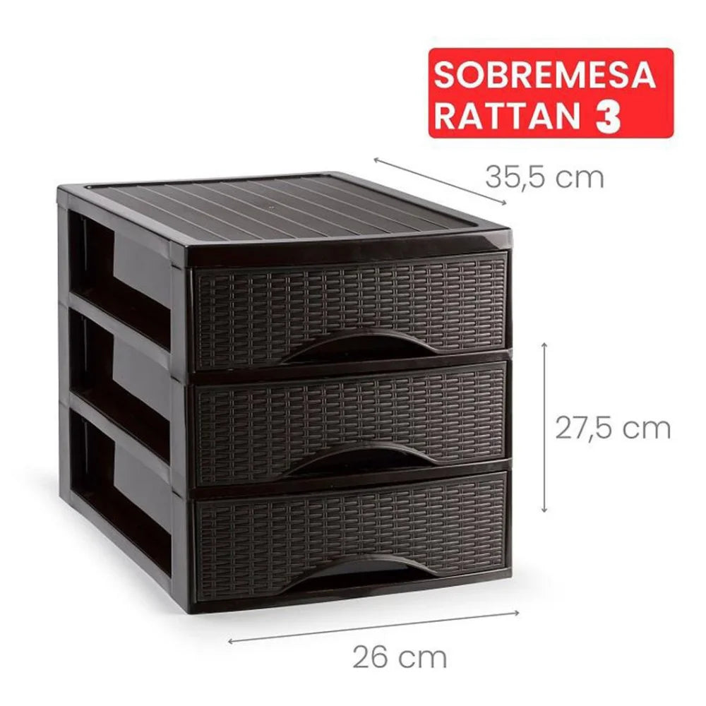 Unidad de cajones de escritorio A4 estilo mimbre con 2/3/4 cajones, organizador de escritorio de plástico PP para oficina y hogar, 26x36 cm