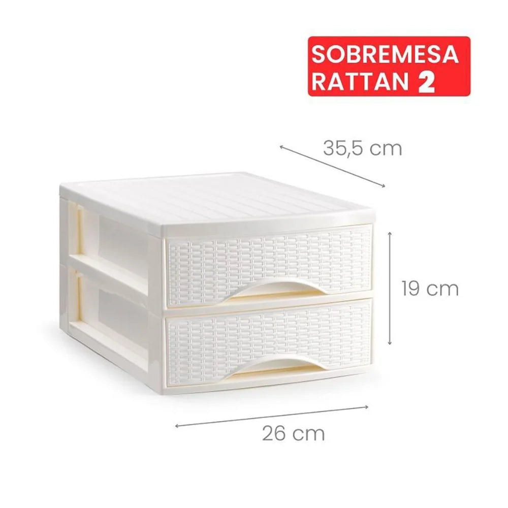 Unidad de cajones de escritorio A4 estilo mimbre con 2/3/4 cajones, organizador de escritorio de plástico PP para oficina y hogar, 26x36 cm