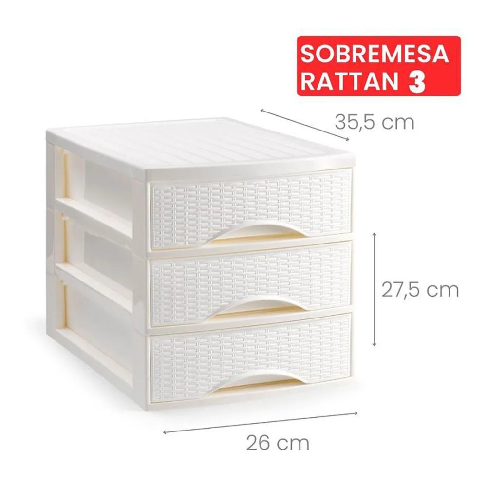Unidad de cajones de escritorio A4 estilo mimbre con 2/3/4 cajones, organizador de escritorio de plástico PP para oficina y hogar, 26x36 cm