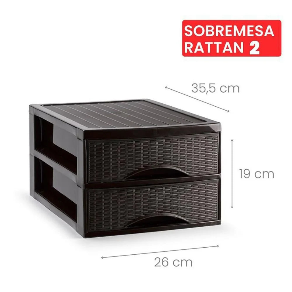 Unidad de cajones de escritorio A4 estilo mimbre con 2/3/4 cajones, organizador de escritorio de plástico PP para oficina y hogar, 26x36 cm