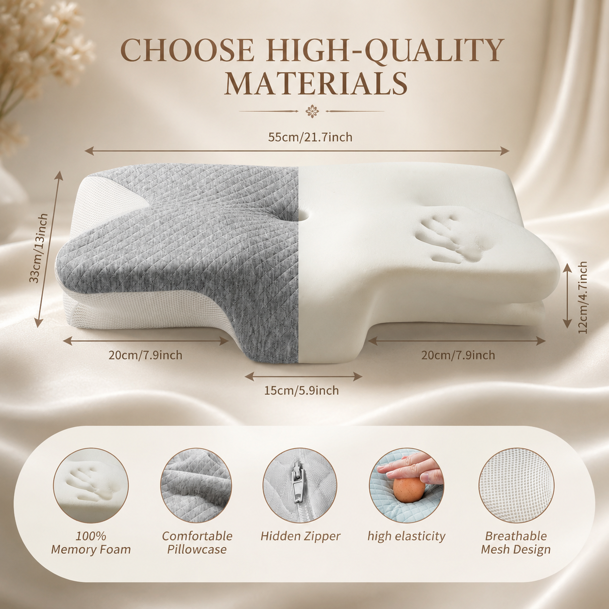 DormiCare™ Ergonomic Butterfly Memory Foam Pillow – Neck & Shoulder Pain Relief for Side, Back & Stomach Sleepers