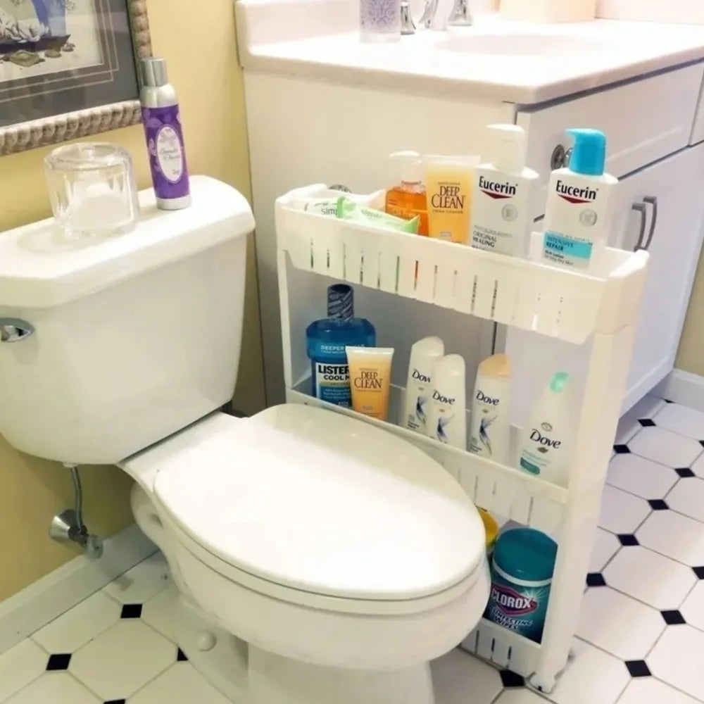 Bathroom storage rack kitchen shelf condiment bottle organizer toilet space shelf 3 layers