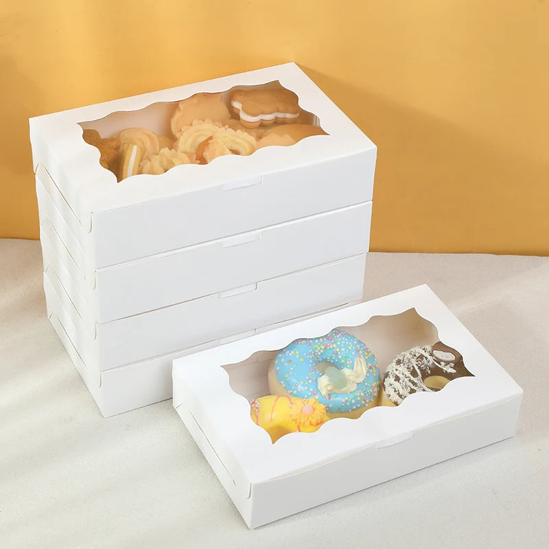 5/10/20pcs Cake Bakery Box With Window Candy Cookie Dessert Donut Box for Wedding Birthday Party Supplies Christmas Gift Packing