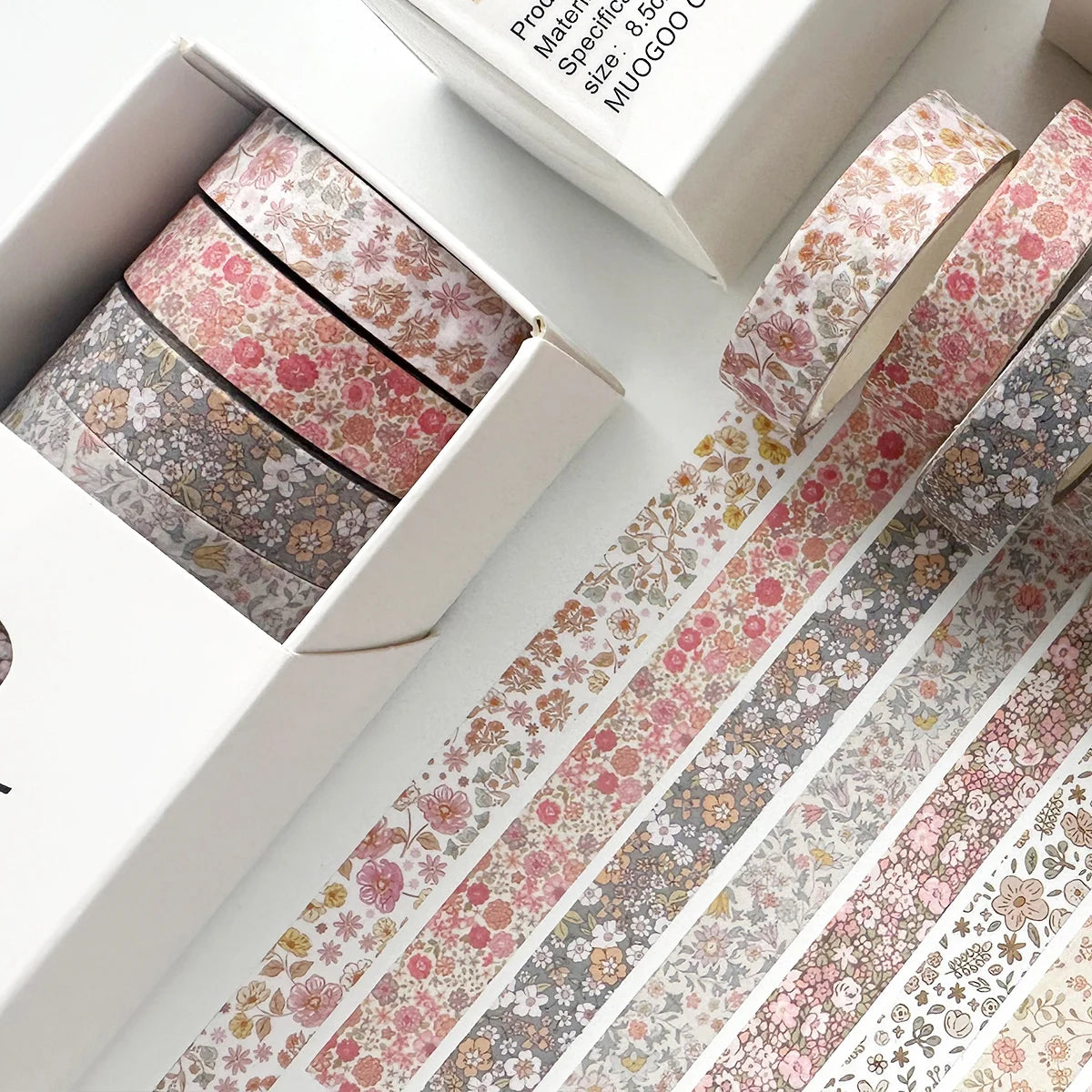 8 rolls/box retro-themed washi tape, various flowers, plaid patterns, handmade DIY scrapbook decoration materials