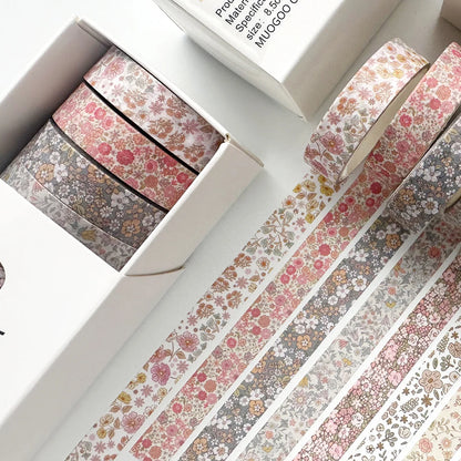 8 rolls/box retro-themed washi tape, various flowers, plaid patterns, handmade DIY scrapbook decoration materials