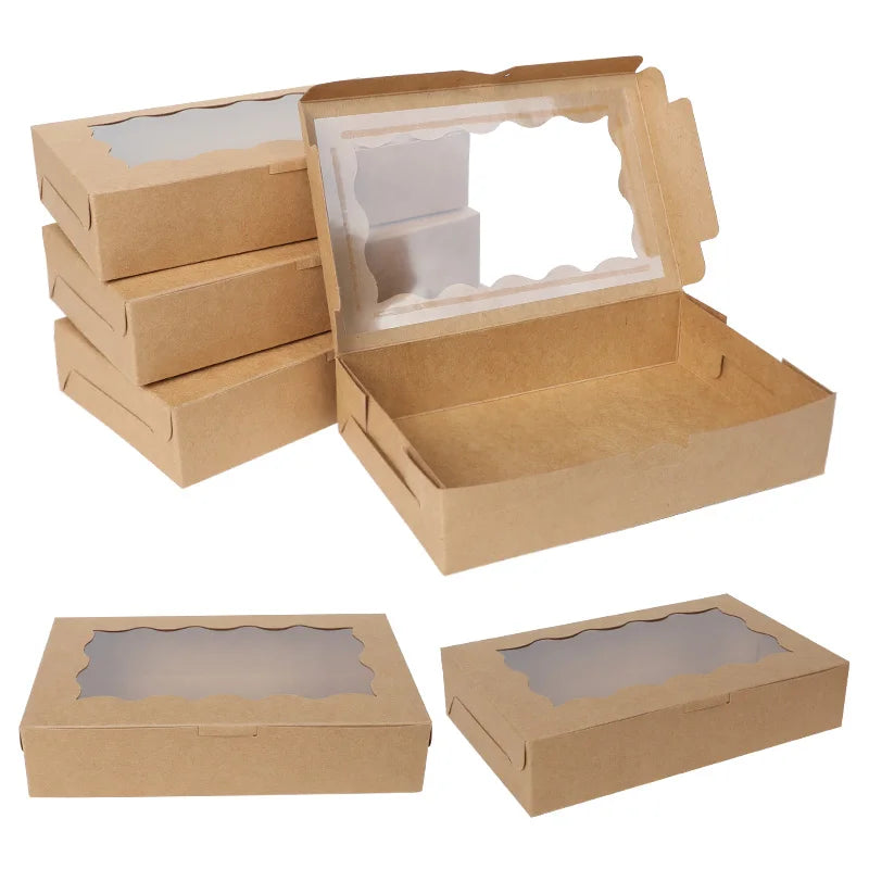 5/10/20pcs Cake Bakery Box With Window Candy Cookie Dessert Donut Box for Wedding Birthday Party Supplies Christmas Gift Packing