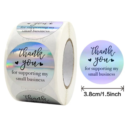 50-500pcs Rainbow Laser Thank You Stickers for Small Business Stickers Adhesive Labels for Boutiques Wrapping Supplies