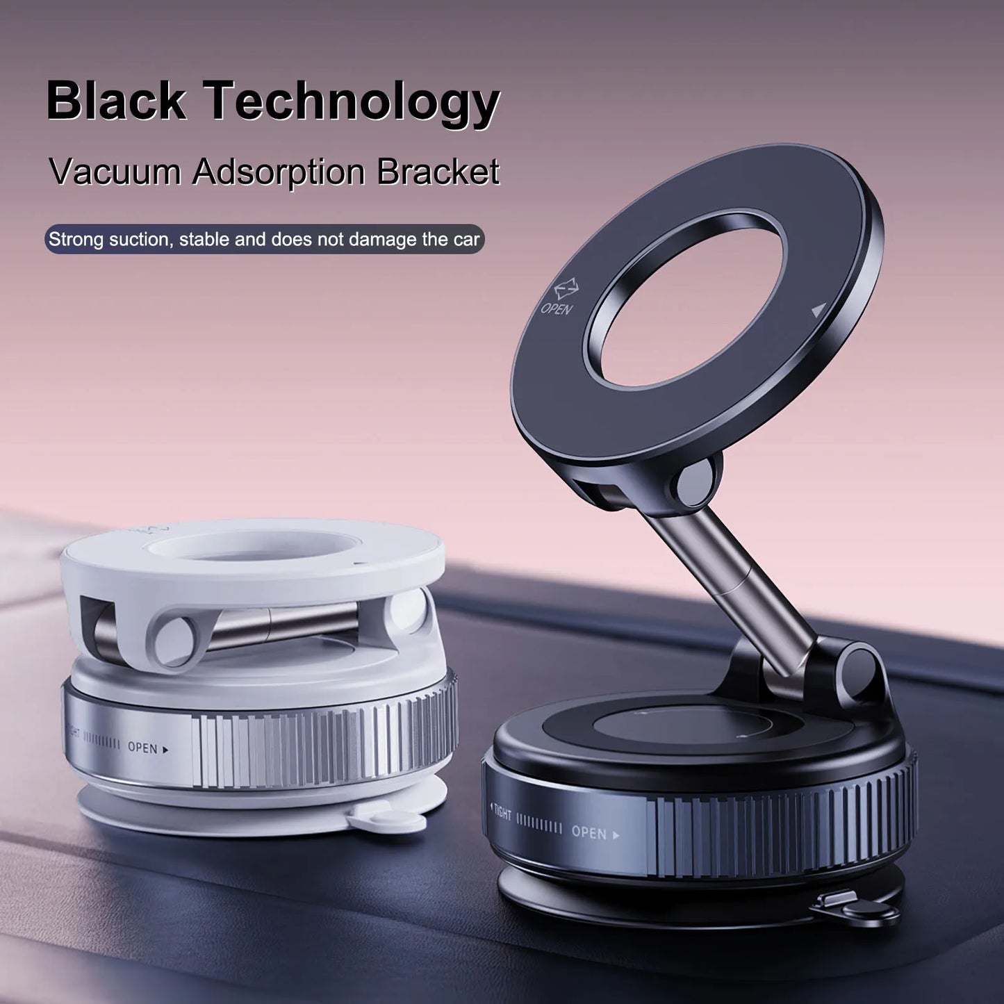 Car Mount Electric Vacuum Magnetic Holder Foldable Strong Suction