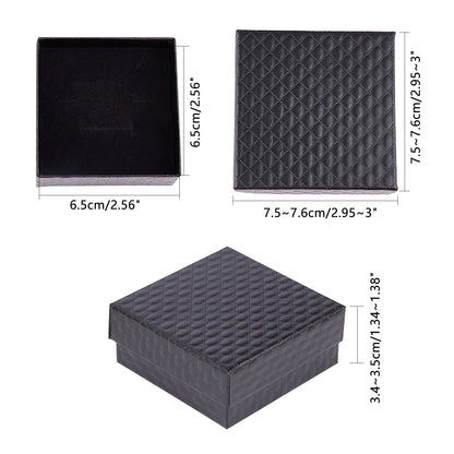 12 pcs 7.5x7.5x3.5cm Black Red Square Cardboard Jewelry Boxes for Pendant Earring Ring Jewelry Valentine's Day Gift Boxes