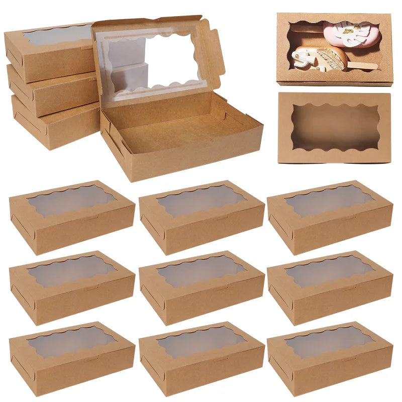 5/10/20pcs Cake Bakery Box With Window Candy Cookie Dessert Donut Box for Wedding Birthday Party Supplies Christmas Gift Packing