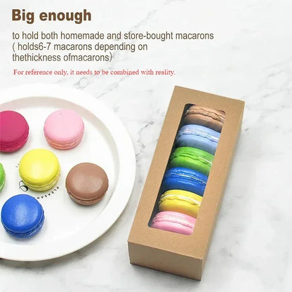 with Clear Window Flip Lid White Cardboard, Macaron Kraft Paper Packaging Box Dessert Packaging Candy Flower Gift Box Party Supp