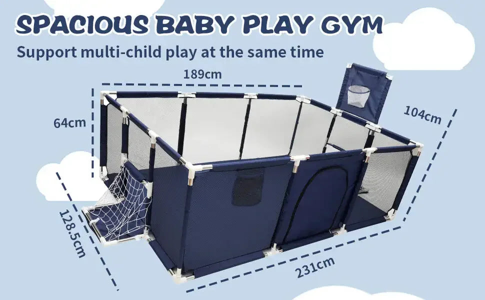 IMBABY Parque de juegos para bebés, parque infantil interior para bebés, parque infantil grande para niños, valla protectora de seguridad, parque de juegos impermeable