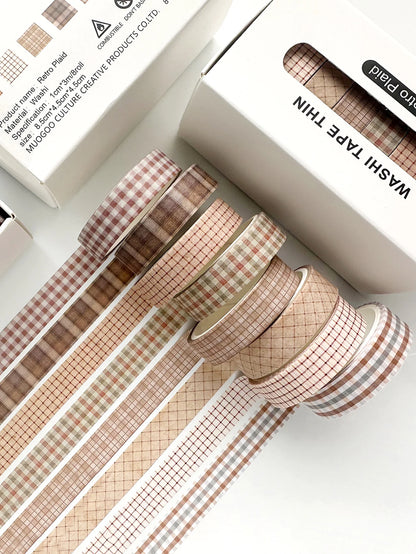 8 rolls/box retro-themed washi tape, various flowers, plaid patterns, handmade DIY scrapbook decoration materials