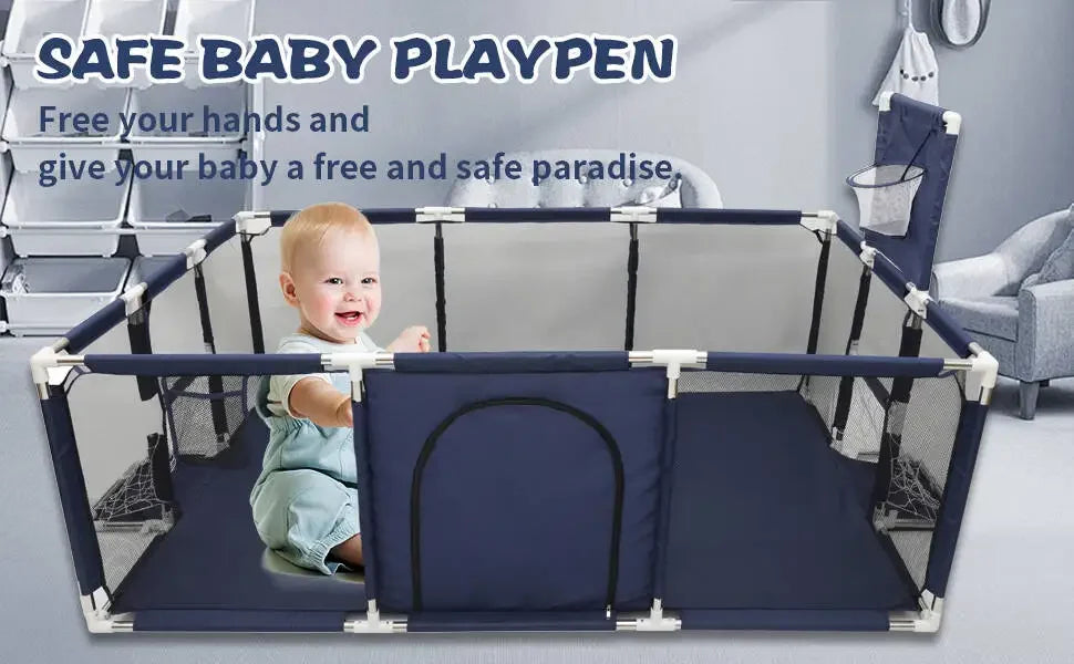 IMBABY Parque de juegos para bebés, parque infantil interior para bebés, parque infantil grande para niños, valla protectora de seguridad, parque de juegos impermeable