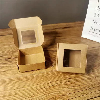 10pcs square white/kraft/black window packaging boxes, various sizes, wedding party gifts, handmade soap chocolate flat boxes