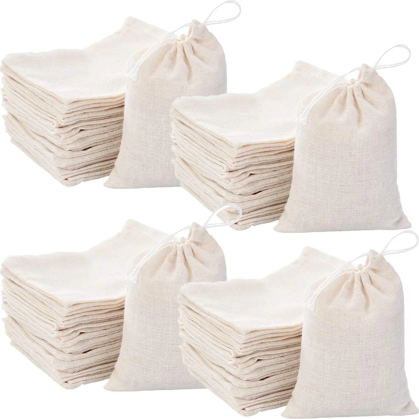 50pcs Pure Cotton Gauze Cloth Bag Single Suction Filter Bag Marinade Seasoning Dreg-separating Drawstring, Cotton Cloth Tea Bag