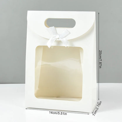 10/20pcs Black White Gift Box with Clear Window Wedding Favors Birthday Party Candy Snack Biscuit Packaging Bag Christmas Gift