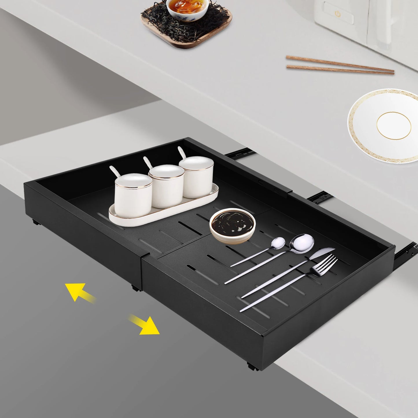 1/2Pcs Telescopic Drawer, Retractable Single Layer Sundries Storage Holder, Pull Out Storage Rack