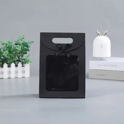 10/20pcs Black White Gift Box with Clear Window Wedding Favors Birthday Party Candy Snack Biscuit Packaging Bag Christmas Gift