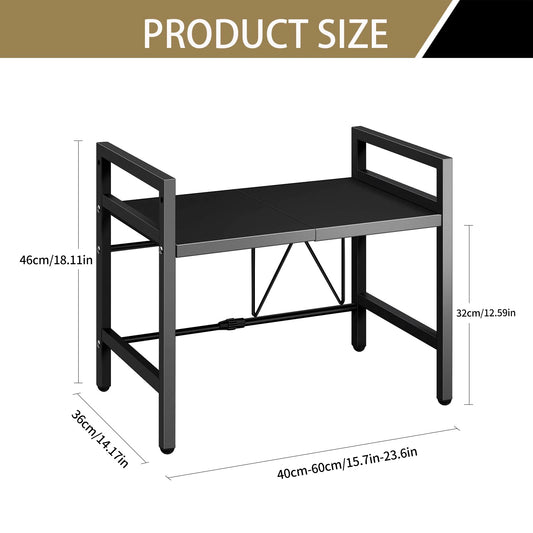 1 unidad organizador de estante de microondas expandible de 42-64 cm, organizador de encimera de microondas a prueba de humedad y óxido, almacenamiento de vajilla