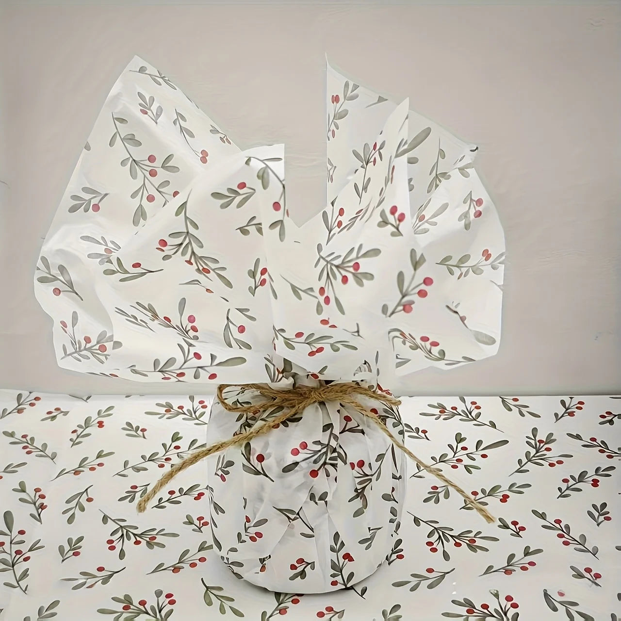 30pcs/10pcs Holly, Berry Thin Paper, Wax-Coated Gift Wrapping, Party Favor Packaging for Christmas, Thanksgiving, Birthdays