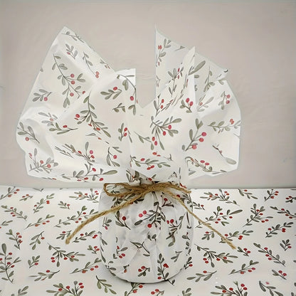 30pcs/10pcs Holly, Berry Thin Paper, Wax-Coated Gift Wrapping, Party Favor Packaging for Christmas, Thanksgiving, Birthdays