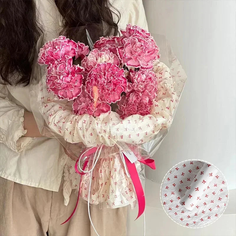 10Pcs Pink Bowknot Sydney Paper Hand-Kneaded Paper Cotton Paper Bouquet Flower Wrapping Paper Small Gift Packaging Paper