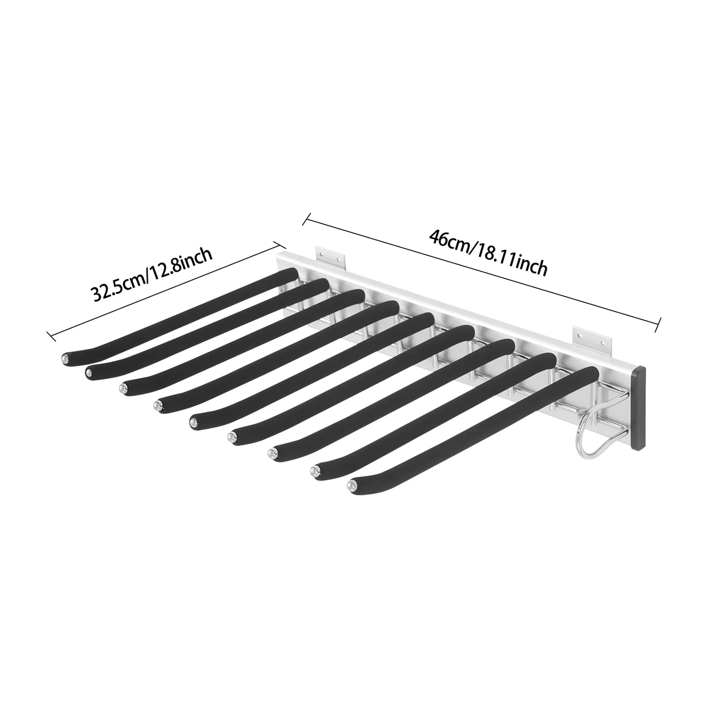 9 Arms Pull Out Trousers Rack Wardrobe Pants Organizer Retractable Closet Pants Hanger Right Left Side Mount
