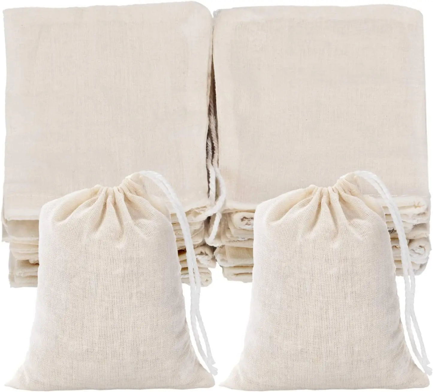50pcs Pure Cotton Gauze Cloth Bag Single Suction Filter Bag Marinade Seasoning Dreg-separating Drawstring, Cotton Cloth Tea Bag