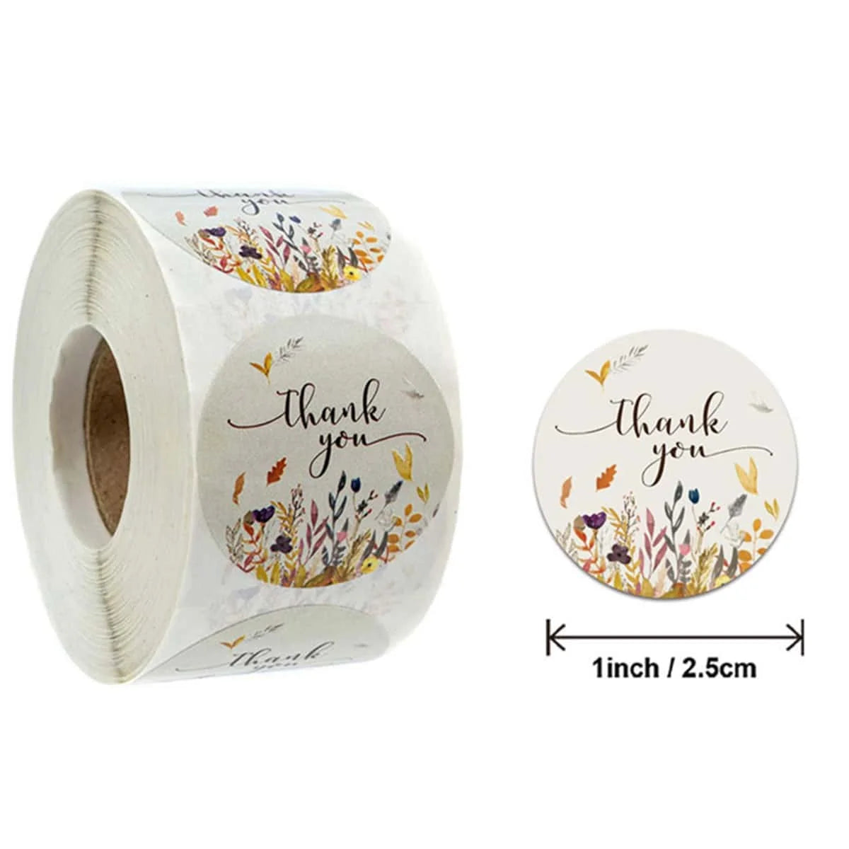 500pcs Thank You Stickers 1" Flower Design,Highly Recommended for Birthdays, Weddings, Giveaways, Bridal Showers  (1 Roll)