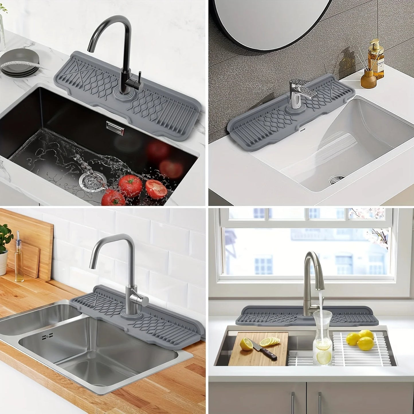 3 Colors to Choose From,Faucet Splash Proof Pad,Drain Pad,Drying Pad,Kitchen Bathroom Sink and Countertop