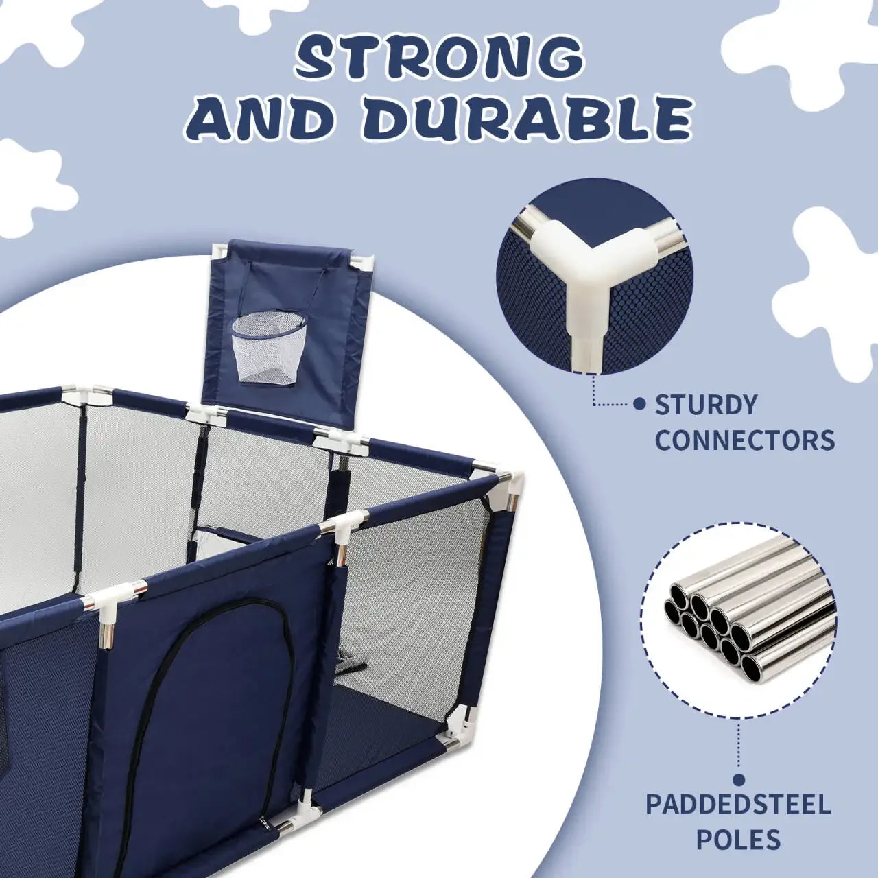 IMBABY Parque de juegos para bebés, parque infantil interior para bebés, parque infantil grande para niños, valla protectora de seguridad, parque de juegos impermeable