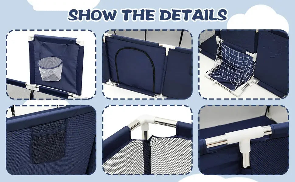 IMBABY Parque de juegos para bebés, parque infantil interior para bebés, parque infantil grande para niños, valla protectora de seguridad, parque de juegos impermeable