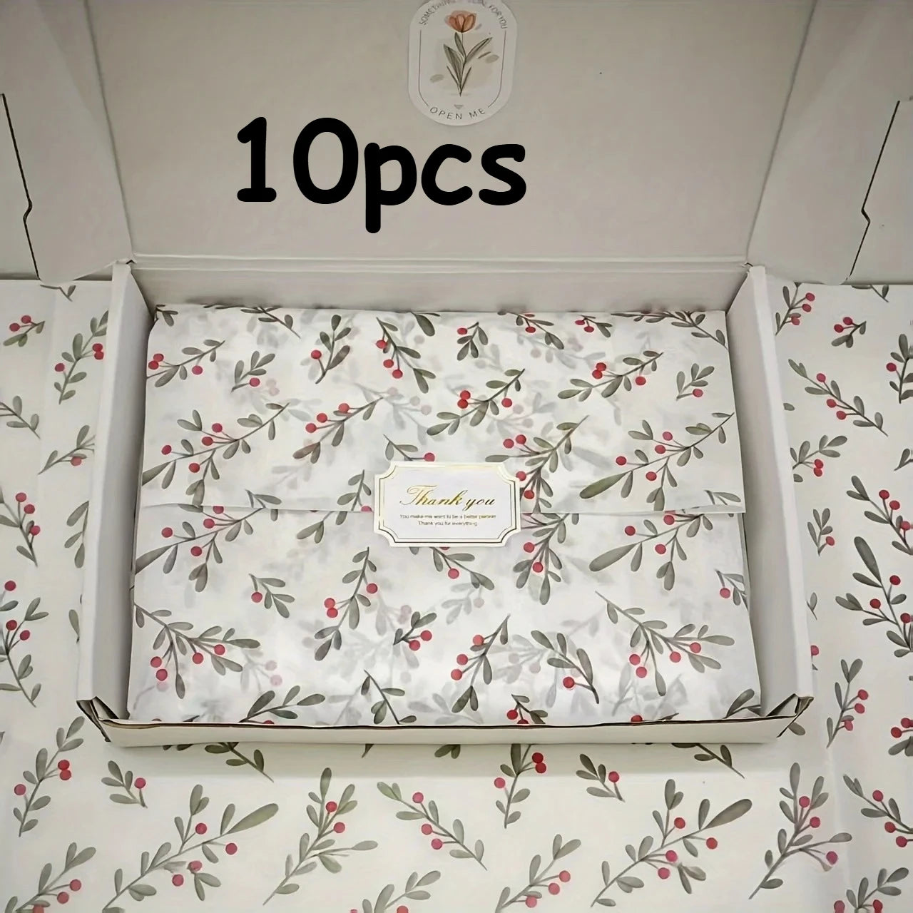 30pcs/10pcs Holly, Berry Thin Paper, Wax-Coated Gift Wrapping, Party Favor Packaging for Christmas, Thanksgiving, Birthdays