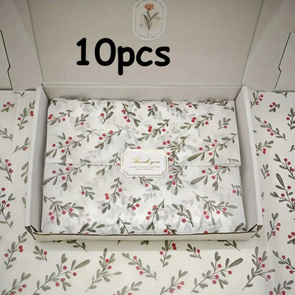 30pcs/10pcs Holly, Berry Thin Paper, Wax-Coated Gift Wrapping, Party Favor Packaging for Christmas, Thanksgiving, Birthdays
