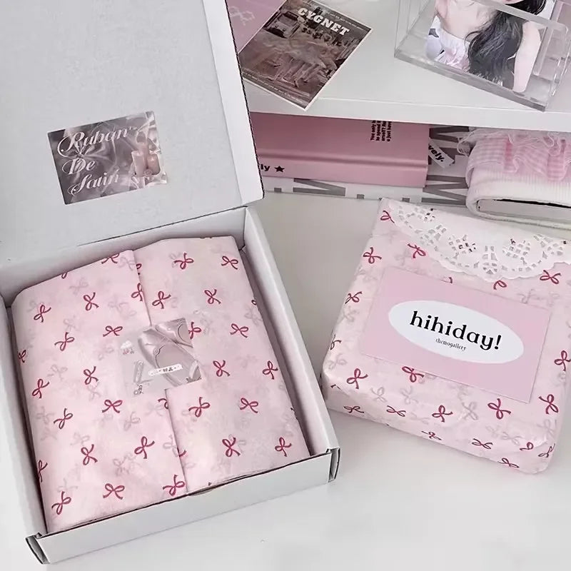 10Pcs Pink Bowknot Sydney Paper Hand-Kneaded Paper Cotton Paper Bouquet Flower Wrapping Paper Small Gift Packaging Paper